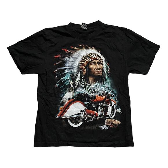 Rock Eagle Native American Bike Tee Size L - Picture 1 of 4